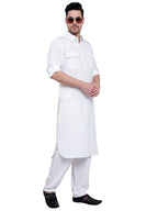TerraDesi Ivory Classic Cotton Kurta Pajama Set with Utility Pockets