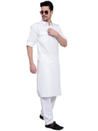 TerraDesi Ivory Classic Cotton Kurta Pajama Set with Utility Pockets