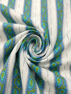 TerraDesi Teal Paisley Striped Cotton Kurta for Men | Mandarin Collar Casual Kurta