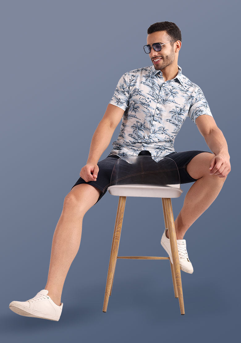 TerraDesi Azure Coast Tropical Viscose Rayon Shirt Main image