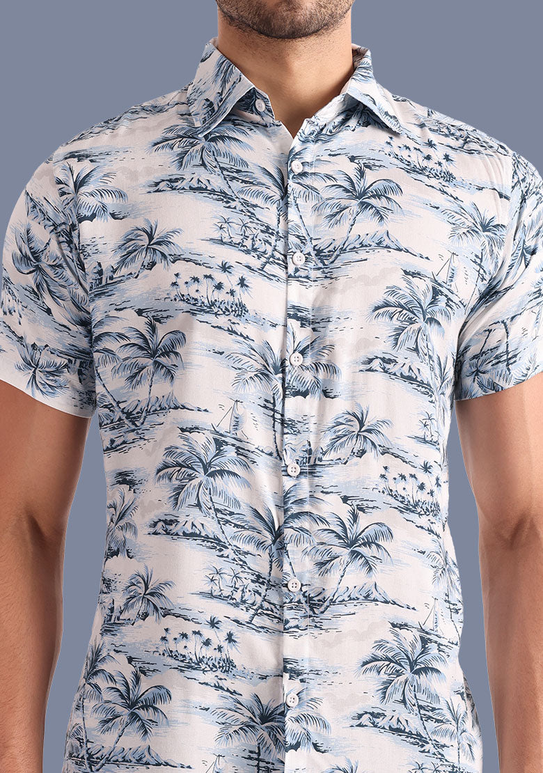 TerraDesi Azure Coast Tropical Viscose Rayon Shirt