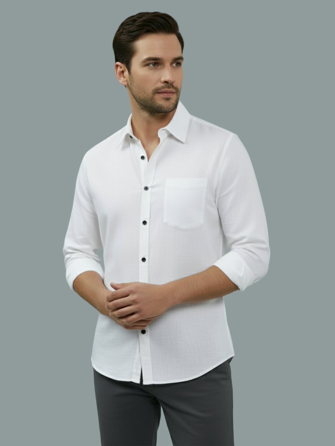 TerraDesi Saffron Ember Solid Cotton Formal Shirt