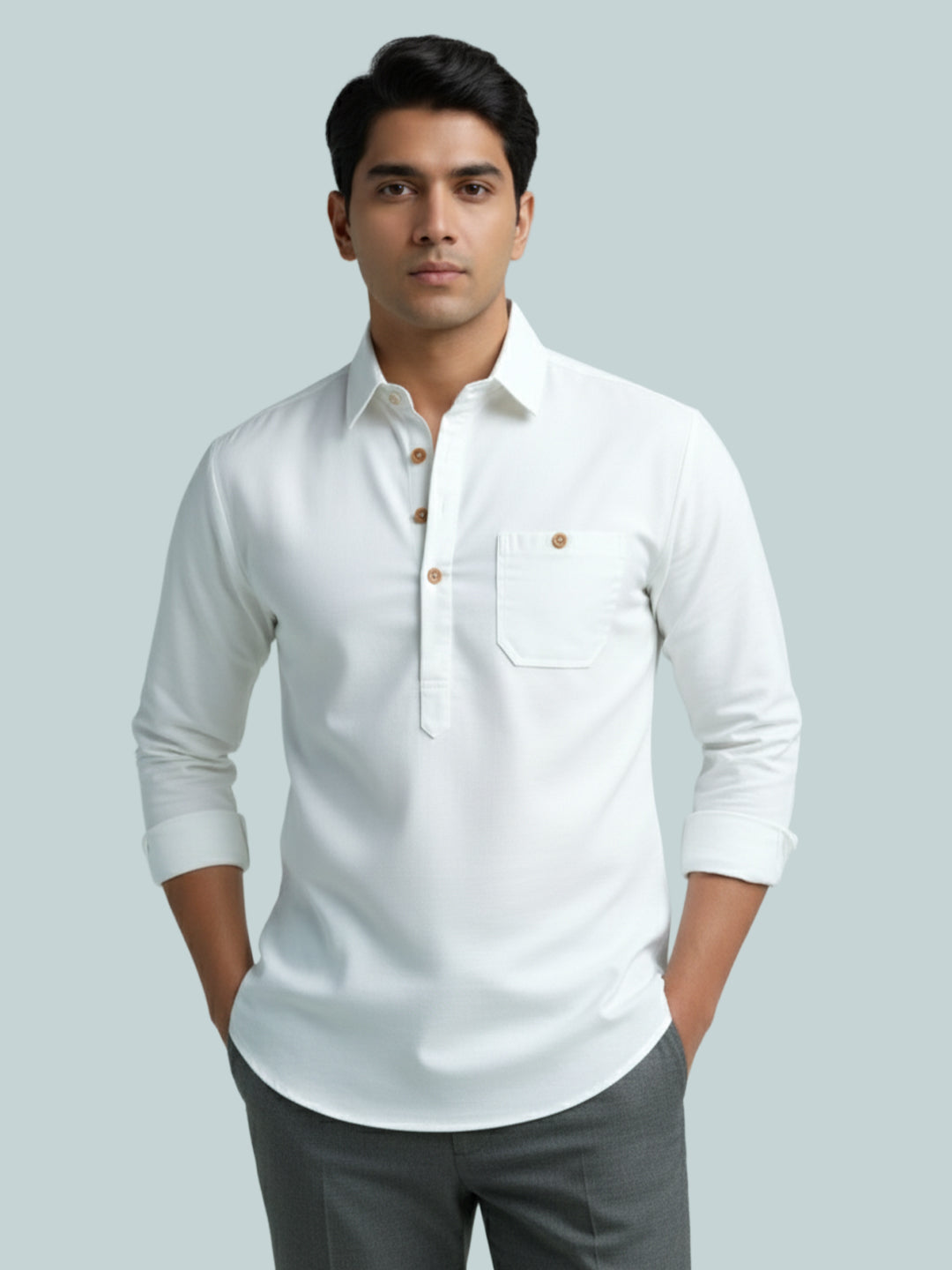 TerraDesi Breathable Cotton Short Kurta – Timeless Men's Style (SE83)