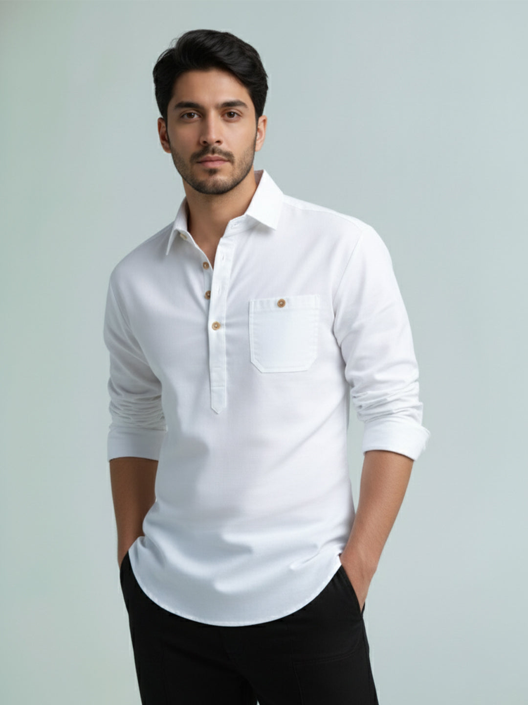 TerraDesi Men's Premium Cotton Short Kurta – Modern Ethnic Essential (SE82)