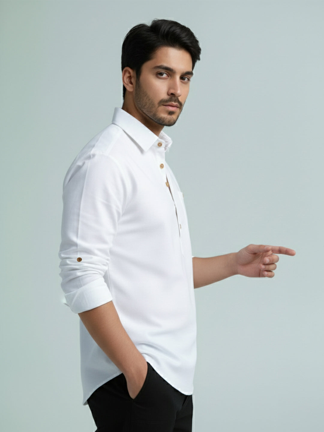 TerraDesi Men's Premium Cotton Short Kurta – Modern Ethnic Essential (SE82)