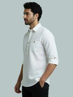 TerraDesi Men's Solid Cotton Short Kurta | Casual Full Sleeve Regular Fit (SE89)