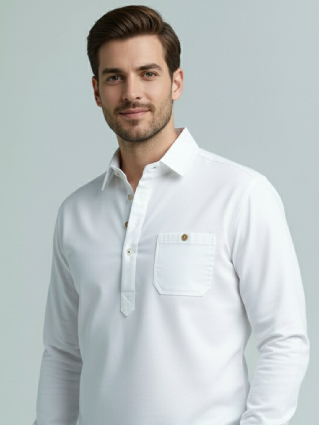 TerraDesi Men's Solid Cotton Short Kurta – Smart Everyday Style (SE88)