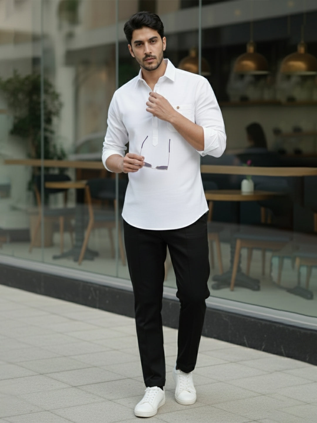 TerraDesi Men's Premium Cotton Short Kurta – Modern Ethnic Essential (SE82)