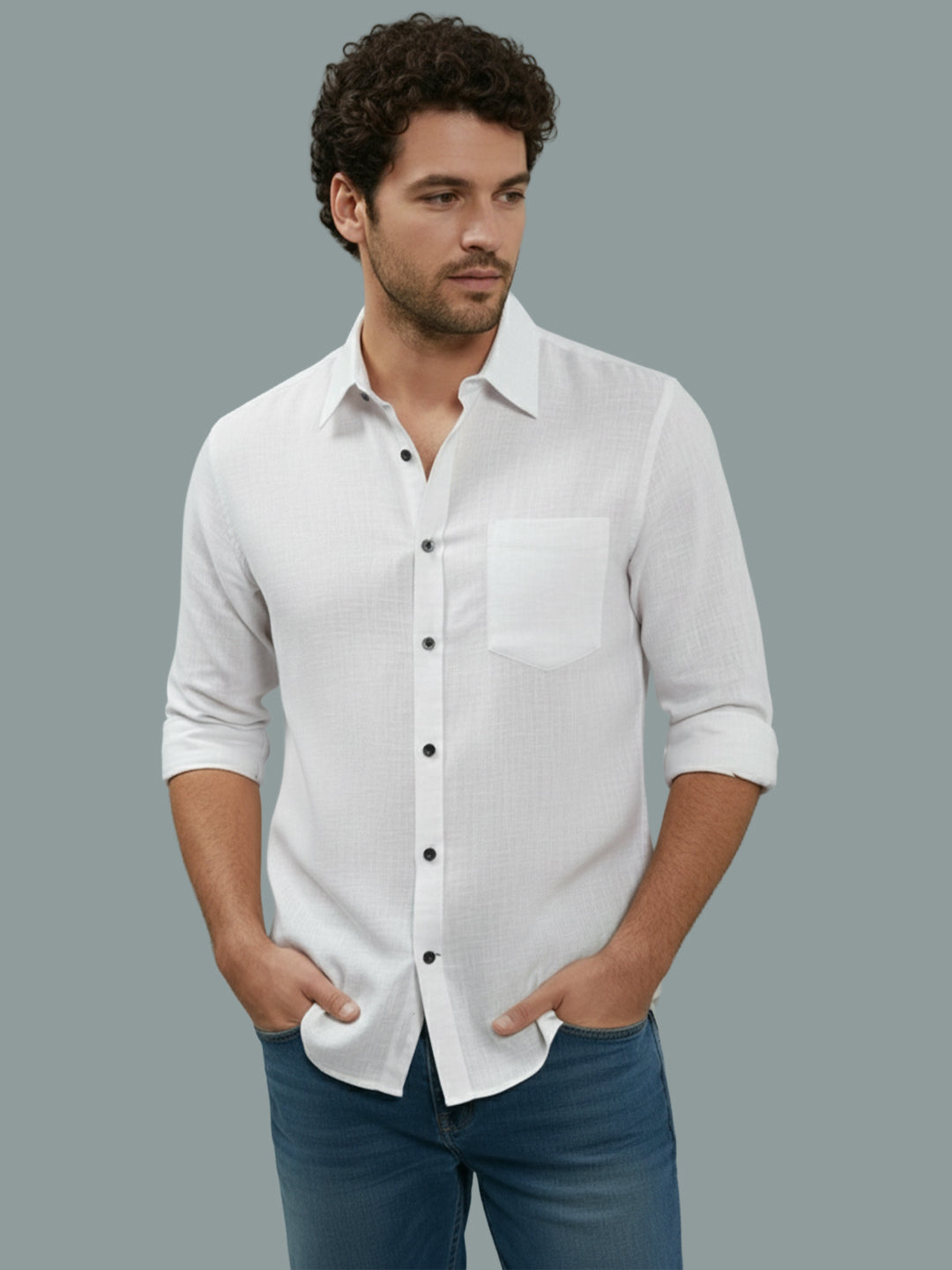 TerraDesi Onyx Stealth Solid Cotton Blend Formal Shirt