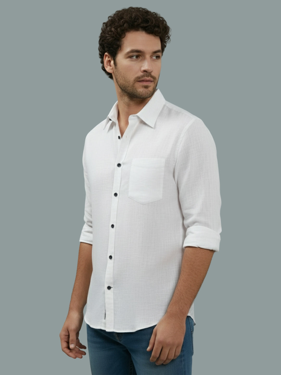 TerraDesi Onyx Stealth Solid Cotton Blend Formal Shirt