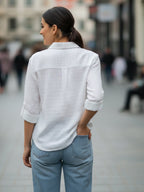TerraDesi Ivory Petal Dobby Shirt – Minimal Floral Everyday Elegance