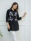 TerraDesi Noir Bloom Embroidered Crepe Shirt – Elegant Black Statement