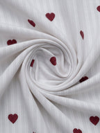 Elegant White Dobby Shirt with Heart Embroidery for Women – Regular Fit Casual & Party Wear