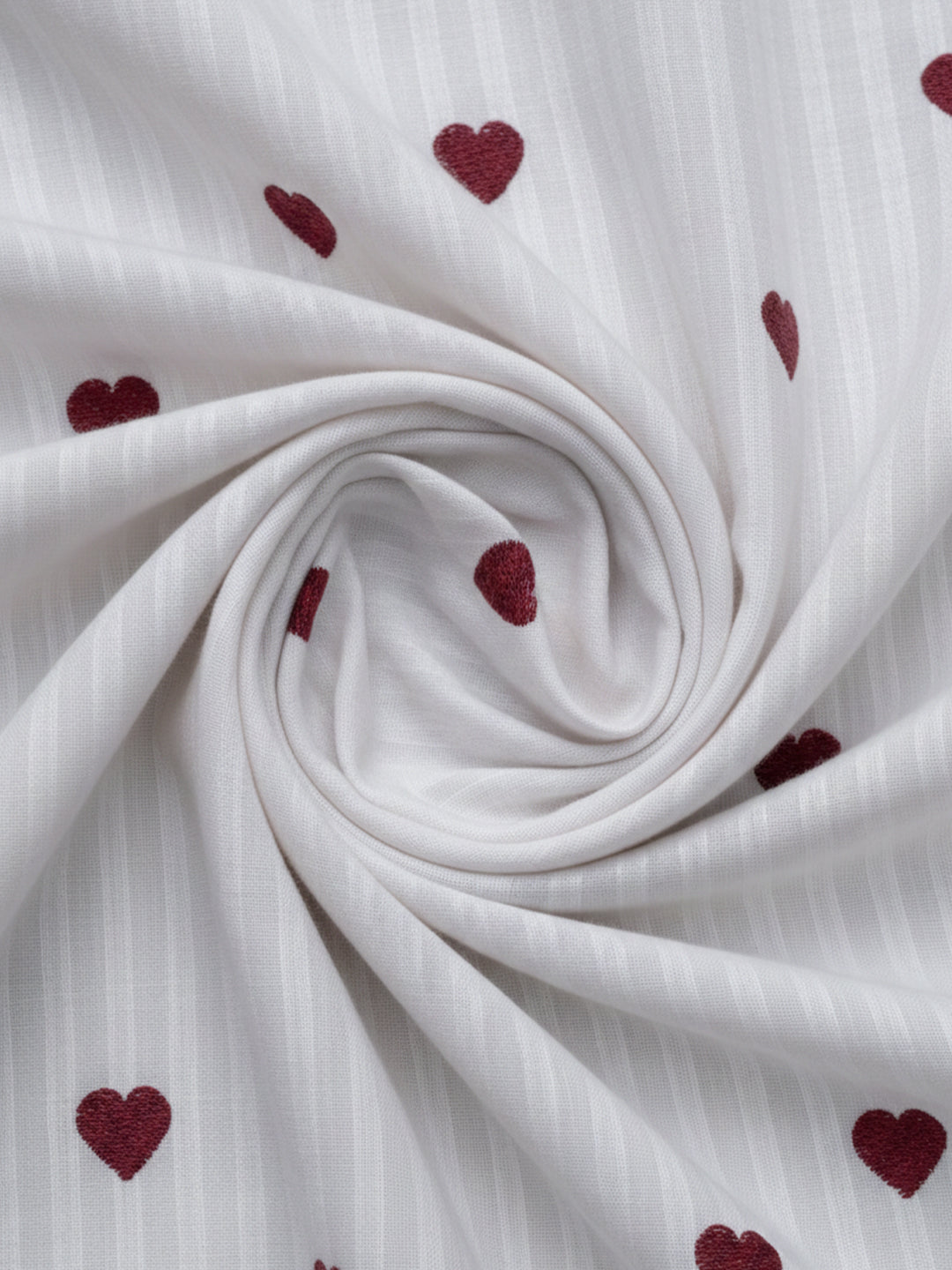 Elegant White Dobby Shirt with Heart Embroidery for Women – Regular Fit Casual & Party Wear