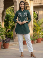 TerraDesi Forest Grace Embroidered Crepe Shirt – Nature-Inspired Elegance