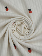 Elegant White Dobby Shirt with Pineapple Embroidery for Women – Regular Fit Casual & Weekend Wear