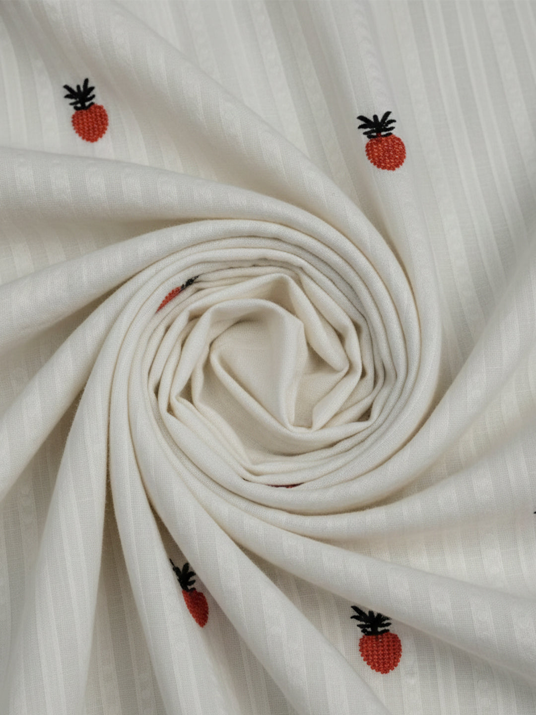 Elegant White Dobby Shirt with Pineapple Embroidery for Women – Regular Fit Casual & Weekend Wear