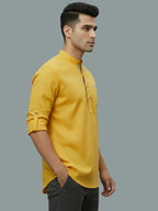 TerraDesi Men's Casual Regular Fit Full Sleeve Pocket Contrast Kurta (SE118)