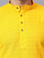TerraDesi Regal Ruby Chikankari Sequined Triangle Embroidered Kurta Pajama Set