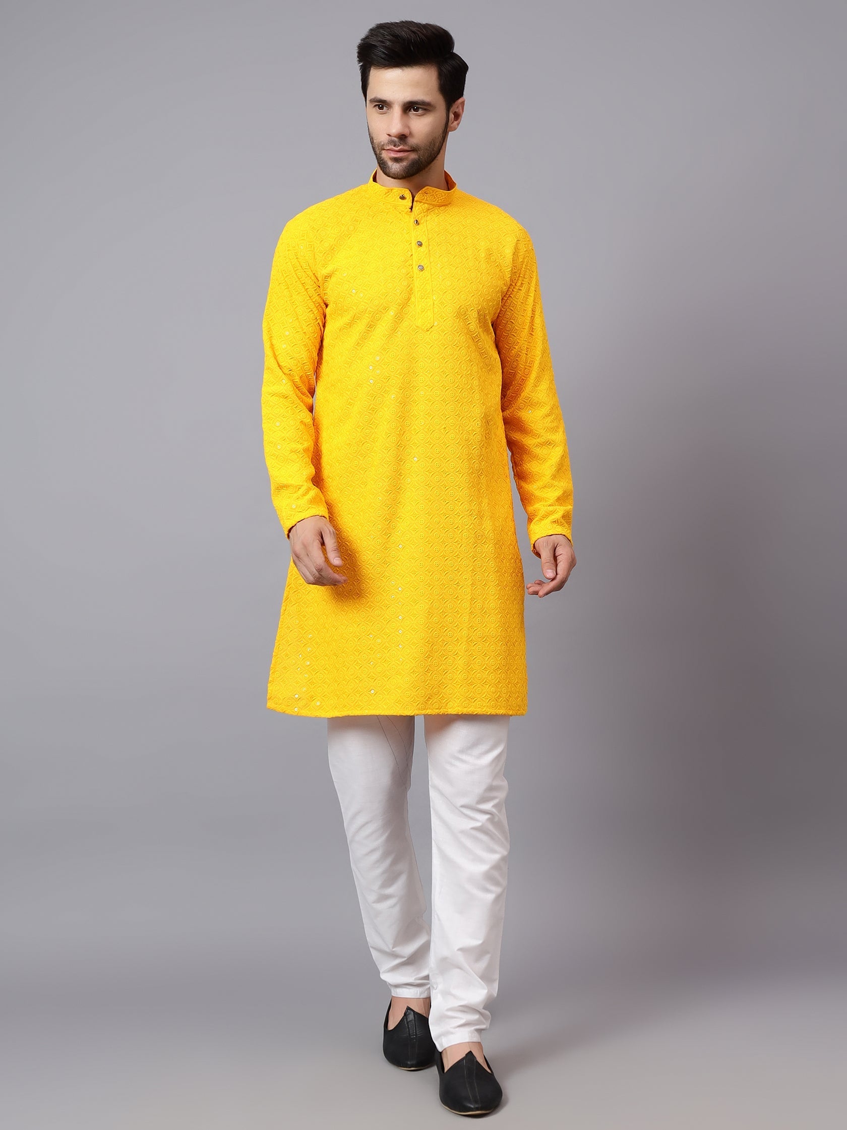 TerraDesi Regal Ruby Chikankari Sequined Triangle Embroidered Kurta Pajama Set