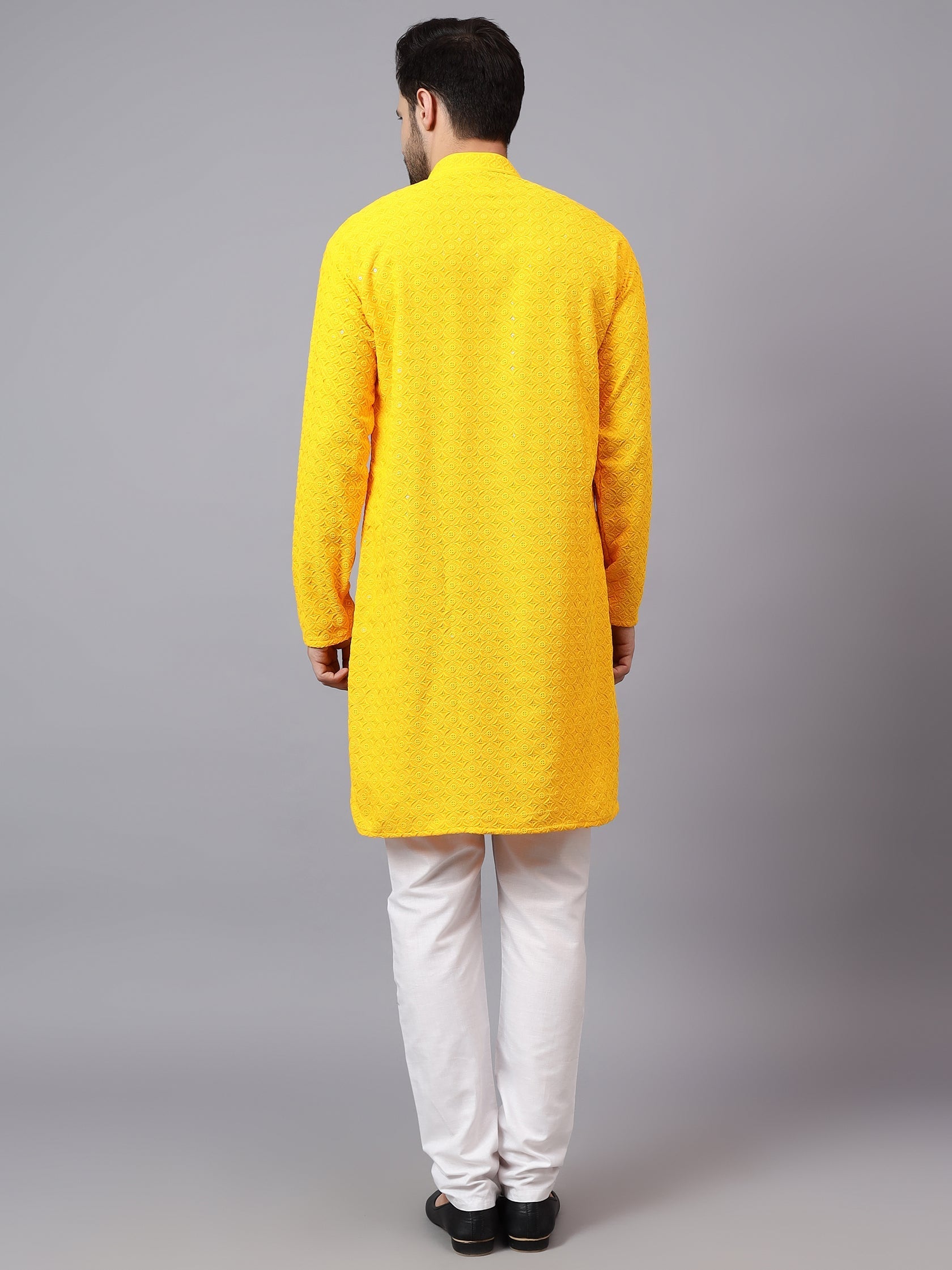 TerraDesi Regal Ruby Chikankari Sequined Triangle Embroidered Kurta Pajama Set