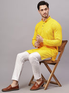 TerraDesi Golden Radiance Chikankari Sequined Kurta Pajama Set