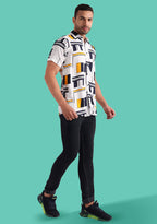 TerraDesi Urban Grid Contrast Shirt – Modern Geometric Statement Wear