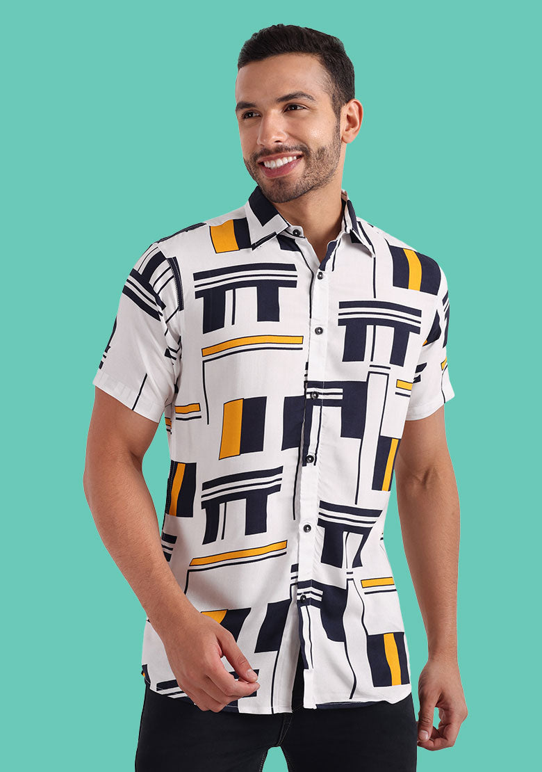TerraDesi Urban Grid Contrast Shirt – Modern Geometric Statement Wear Secondary image