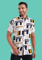 TerraDesi Urban Grid Contrast Shirt – Modern Geometric Statement Wear