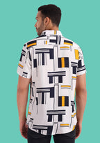 TerraDesi Urban Grid Contrast Shirt – Modern Geometric Statement Wear