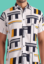 TerraDesi Urban Grid Contrast Shirt – Modern Geometric Statement Wear