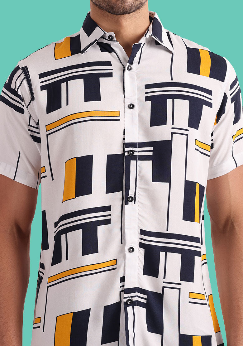 TerraDesi Urban Grid Contrast Shirt – Modern Geometric Statement Wear