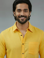 TerraDesi Citrine Glow Solid Cotton Blend Formal Shirt