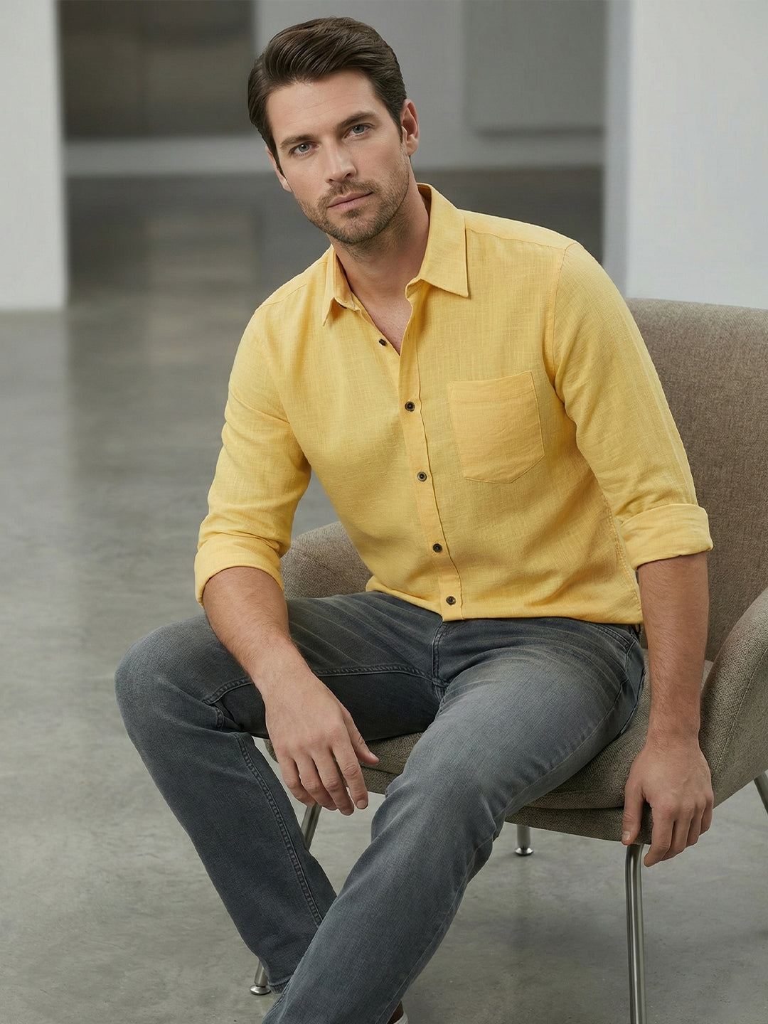 TerraDesi Men’s Essential Solid Cotton Blend Shirt