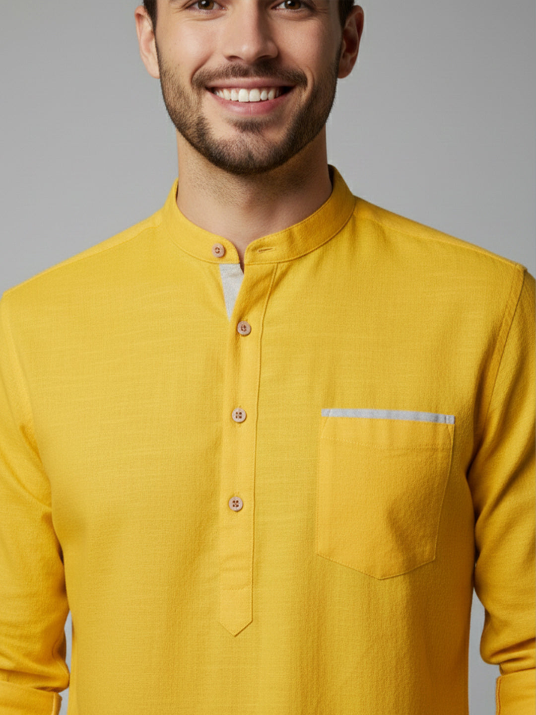 TerraDesi Men's Regular Fit Cotton Mandarin Collar Kurta (SE120)