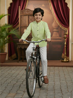 TerraDesi Junior Alabaster Grace Solid Mandarin Shirt