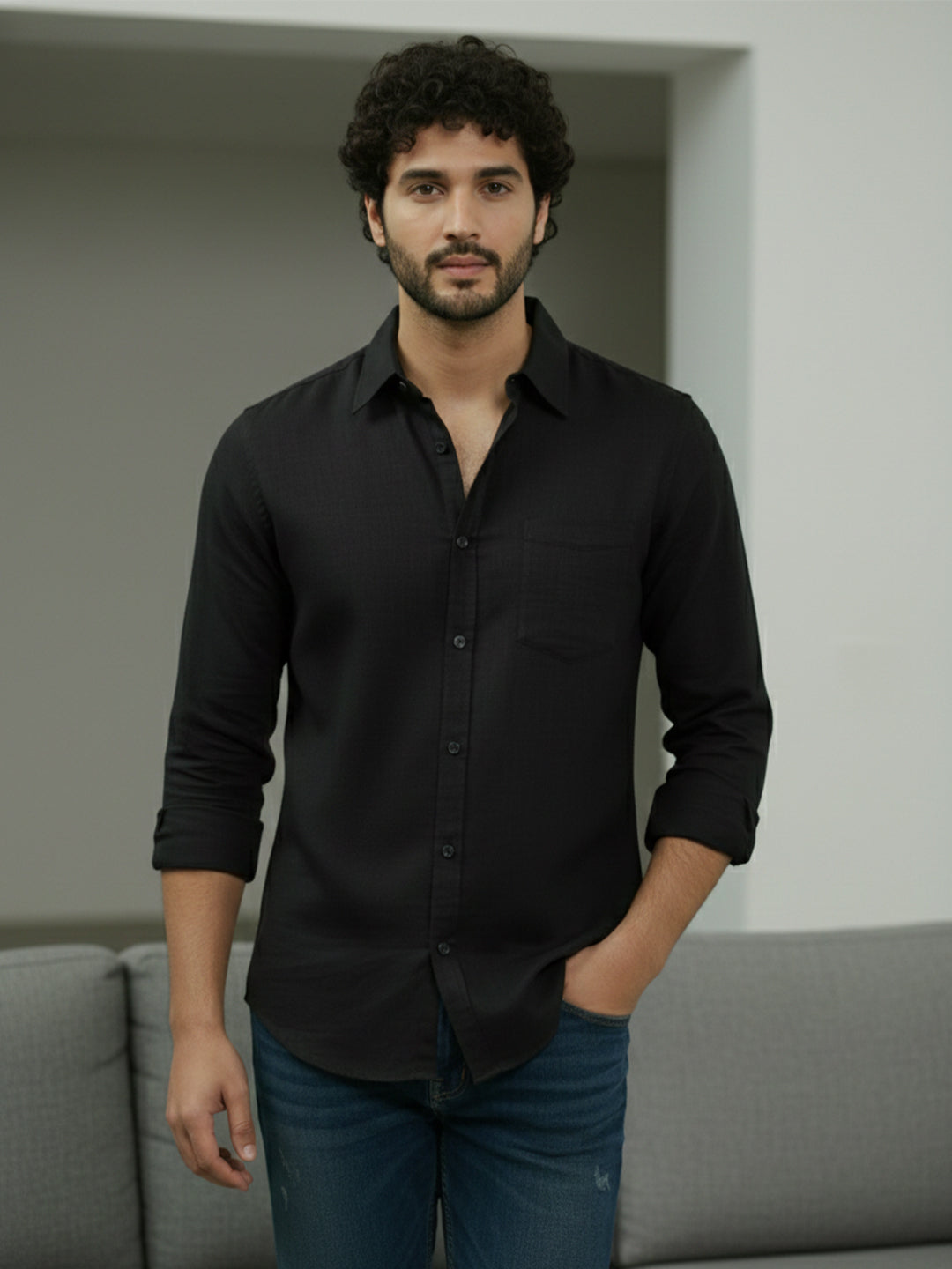 TerraDesi Ruby Regal Solid Cotton Blend Formal Shirt