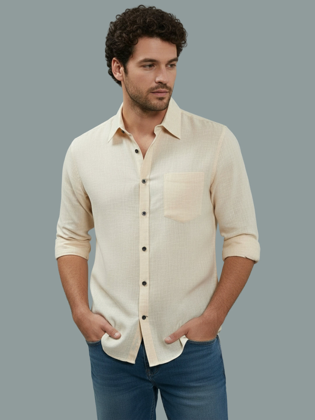 TerraDesi Onyx Stealth Solid Cotton Blend Formal Shirt