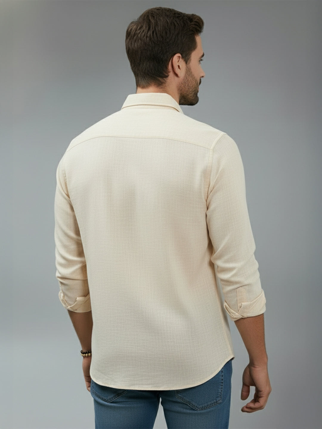 TerraDesi Alabaster Peak Solid Cotton Blend Formal Shirt