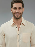 TerraDesi Alabaster Peak Solid Cotton Blend Formal Shirt