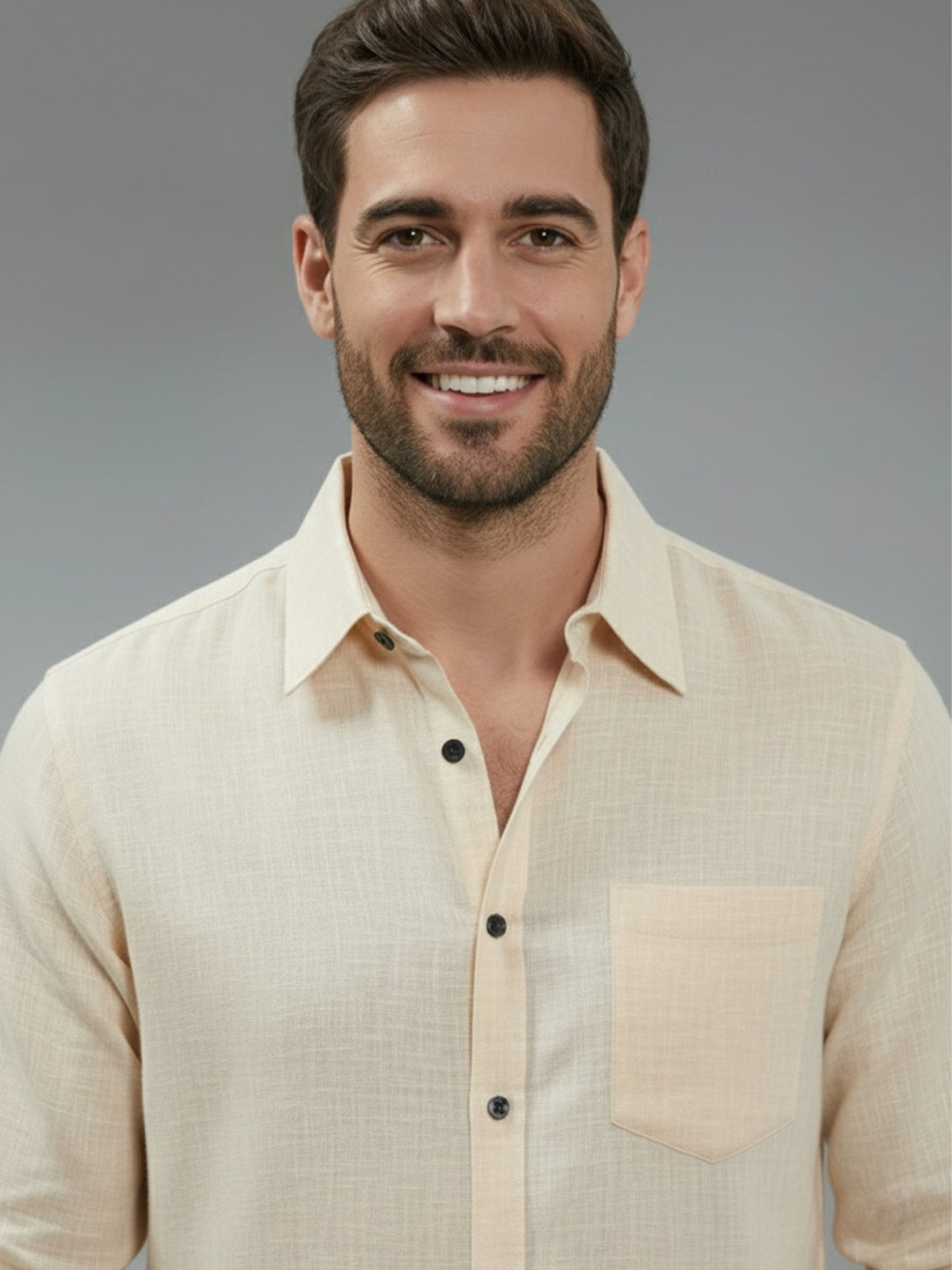 TerraDesi Alabaster Peak Solid Cotton Blend Formal Shirt