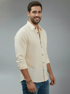 TerraDesi Alabaster Peak Solid Cotton Blend Formal Shirt