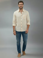 TerraDesi Alabaster Peak Solid Cotton Blend Formal Shirt