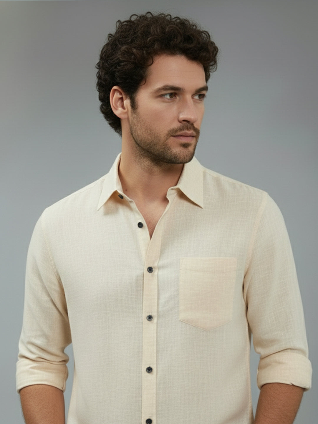 TerraDesi Onyx Stealth Solid Cotton Blend Formal Shirt