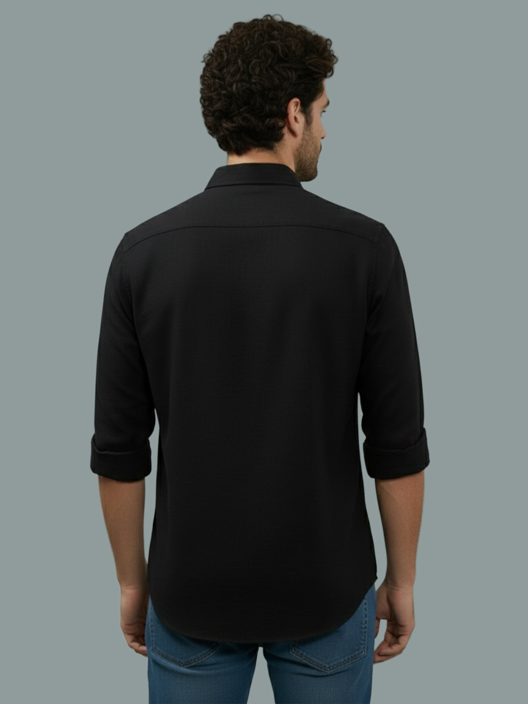 TerraDesi Onyx Stealth Solid Cotton Blend Formal Shirt