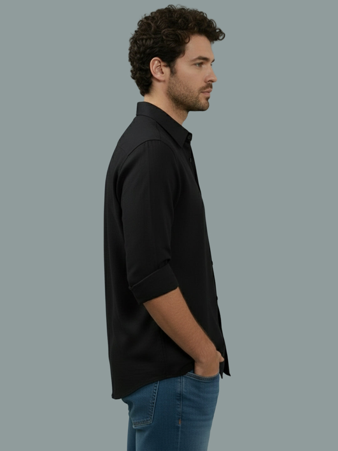 TerraDesi Onyx Stealth Solid Cotton Blend Formal Shirt