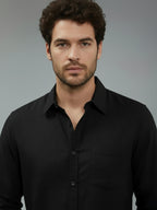TerraDesi Onyx Stealth Solid Cotton Blend Formal Shirt