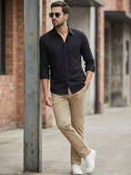 TerraDesi Alabaster Peak Solid Cotton Blend Formal Shirt