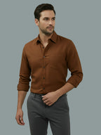 TerraDesi Saffron Ember Solid Cotton Formal Shirt