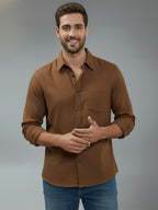 TerraDesi Alabaster Peak Solid Cotton Blend Formal Shirt